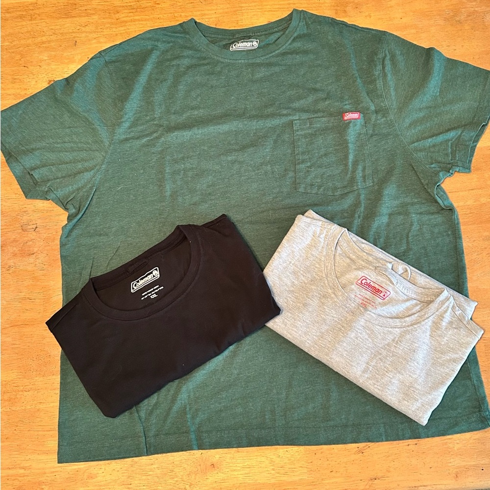 Coleman Casual T-Shirt Trio in Green, Gray, and Black